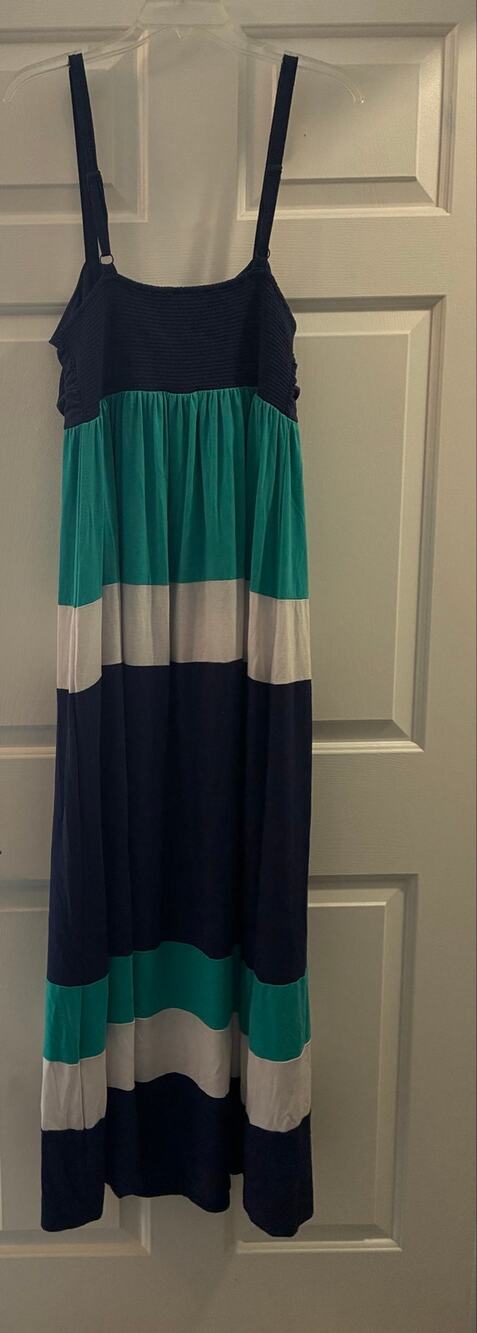 Torrid Color Block Cami Maxi Dress Sz 1 / 1X Navy Teal Boho Summer Beach